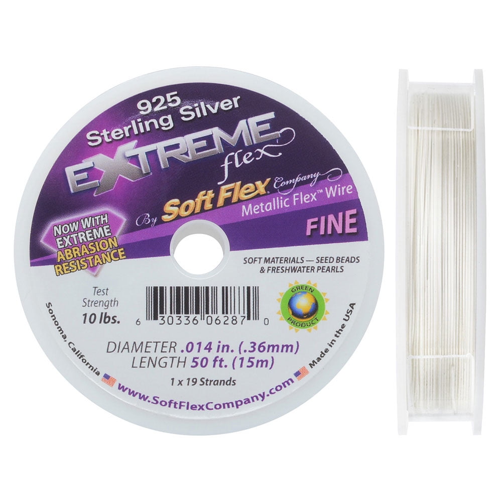 Soft Flex, Extreme Flex 19 Strand Fine Beading Wire .014 Inch, 50 feet,  Silver Plated 