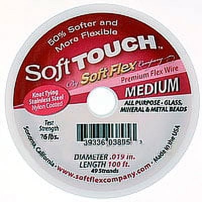 Soft Flex, Soft Touch 49 Strand Medium Beading Wire .019 Inch Thick, 100 Feet, Satin Silver
