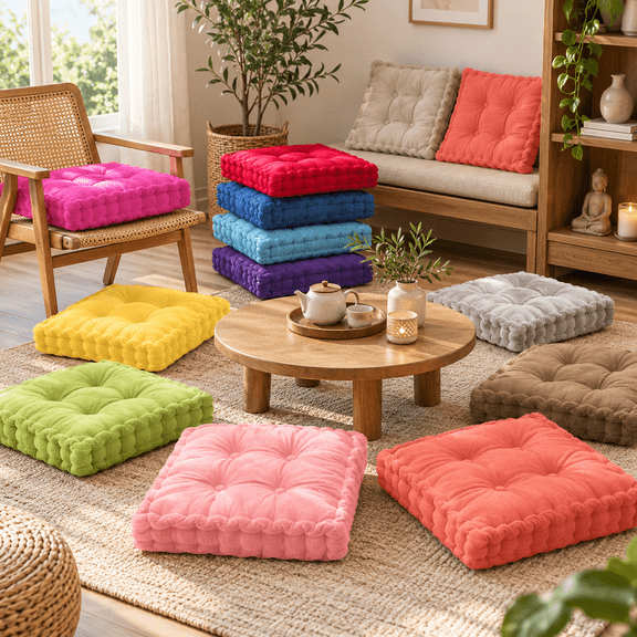Soft Floor Cushion with Tufted Design Meditation Seat Pad for Yoga Practice Chair Sofa Bedroom Living Room Home Comfort