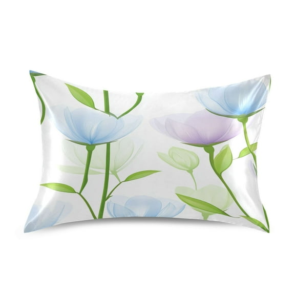 Soft Floral Design Satin Pillowcase 20''x30'' Double-Sided Print Soft Wrinkle Resistant