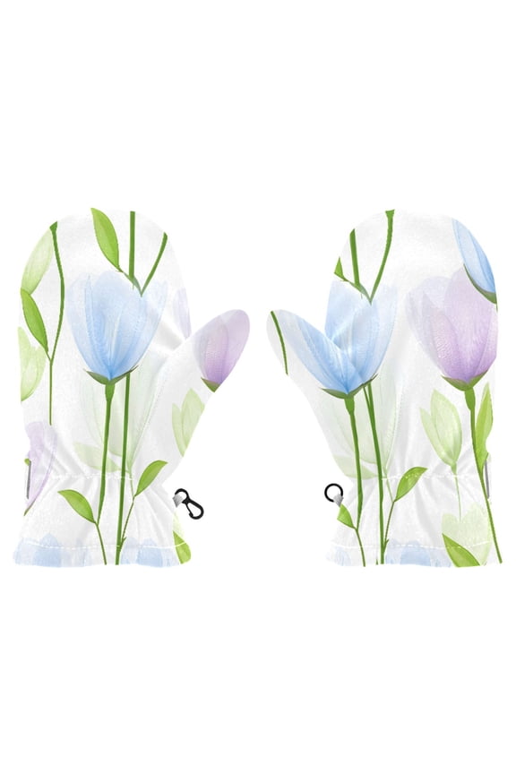 Soft Floral Design Witch Cauldron Pattern Cold Weather Mittens Cozy Gloves with Adjustable Fit Perfect for Outdoor Fun