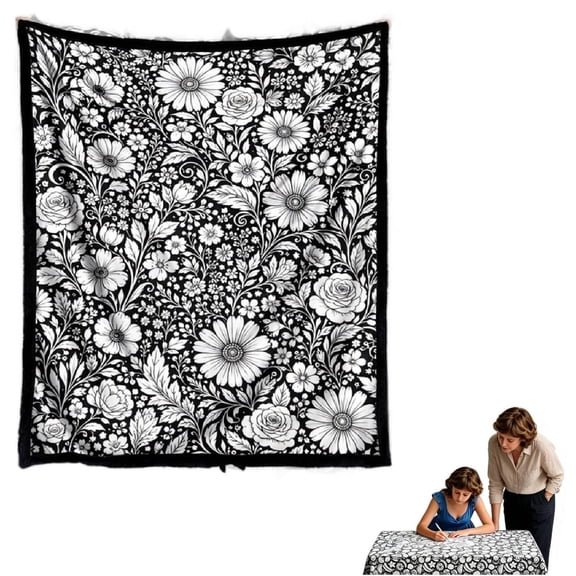 Soft Floral Drawing Blanket, Multi Size 50x59 & 70x80 Inches, Decorative Throw Blanket for Home, Birthday & Party Use(D)