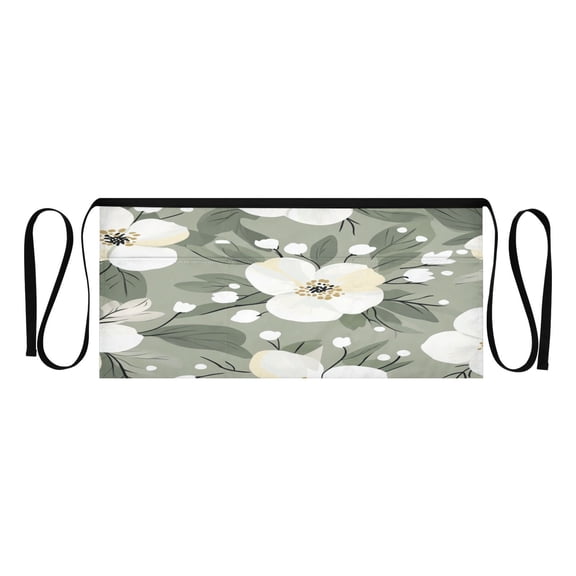 Soft Floral Pattern Multi Pocket Short Apron Waterproof, Adjustable 96.5in Belt for various occasions