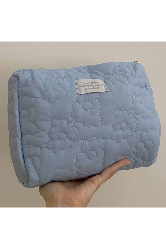 Soft Flower Pattern Cosmetic Bag Portable Makeup Packaging Display Storage Organizer Large Capacity Female Travel Wash Pouch