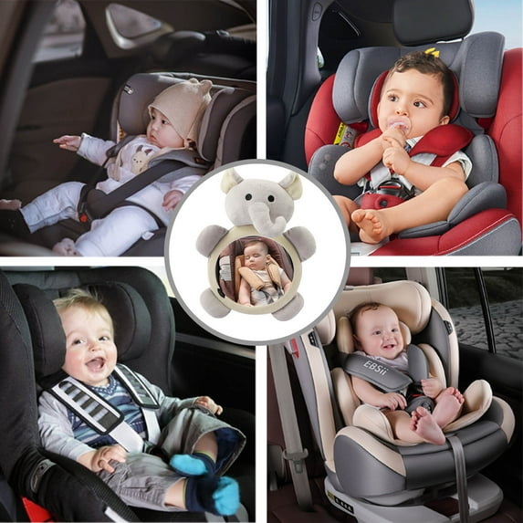 Soft Fluff Baby Car Toy - Interactive Bear Rearview Mirror for Infants, Sensory Development & Travel Entertainment, Hanging Hook, Multi-Functional, Light & Deformation Effects, Safe & Cozy