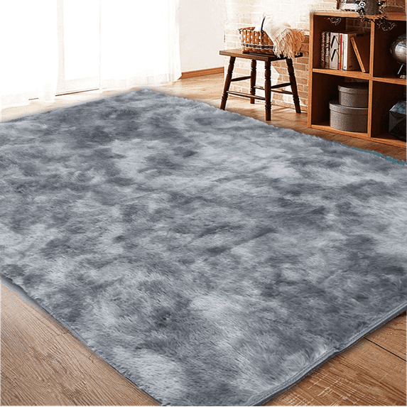 Soft Fluffy Area Rugs for Living Room, 5ft x 8ft Indoor Shaggy Plush Throw Rug Carpet Mat Non-Slip for Bedroom Dorm Home Decor, Dark Gray