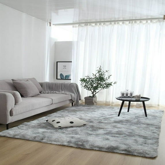 Soft Fluffy Area Rugs for Living Room, 5ft x 8ft Indoor Shaggy Plush Throw Rug Carpet Mat Non-Slip for Bedroom Dorm Home Decor, Gray