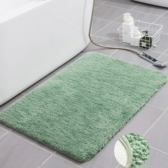 Soft Fluffy Bathroom Rugs Absorbent Non-Slip 20" x 32" Light Green Microfiber Plush Bath Mats Machine Washable