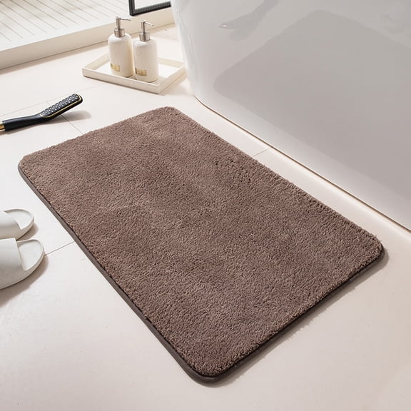 Soft Fluffy Bathroom Rugs Absorbent Non-Slip 20"x32" Brown Plush Bath Mats Tub and Shower Small Rug Machine Washable