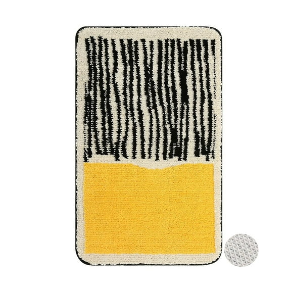 Soft Fluffy Bathroom Rugs Rectangular Absorbent Non-Slip Backing 20" x 32" Yellow Shaggy Bath Mats Machine Washable