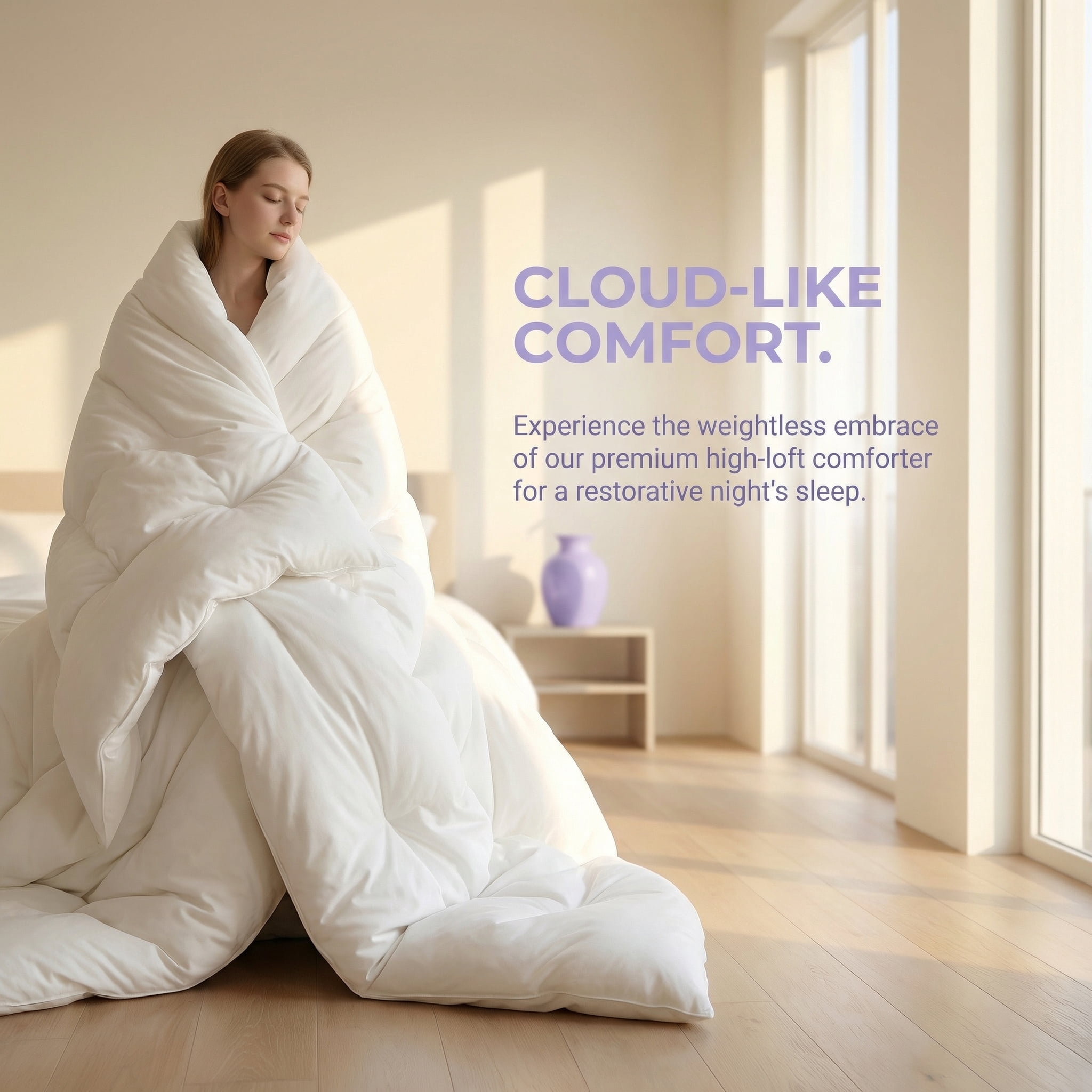 Soft Fluffy Comforter, Extra Bounce, White, All Season Cozy Bedding.(Queen)
