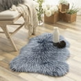 thumbnail image 1 of Soft Fluffy Faux Peacock Fur Area Rug Decorative Indoor Floor Mat, Light Navy, 2 x 3 Feet, 1 of 6