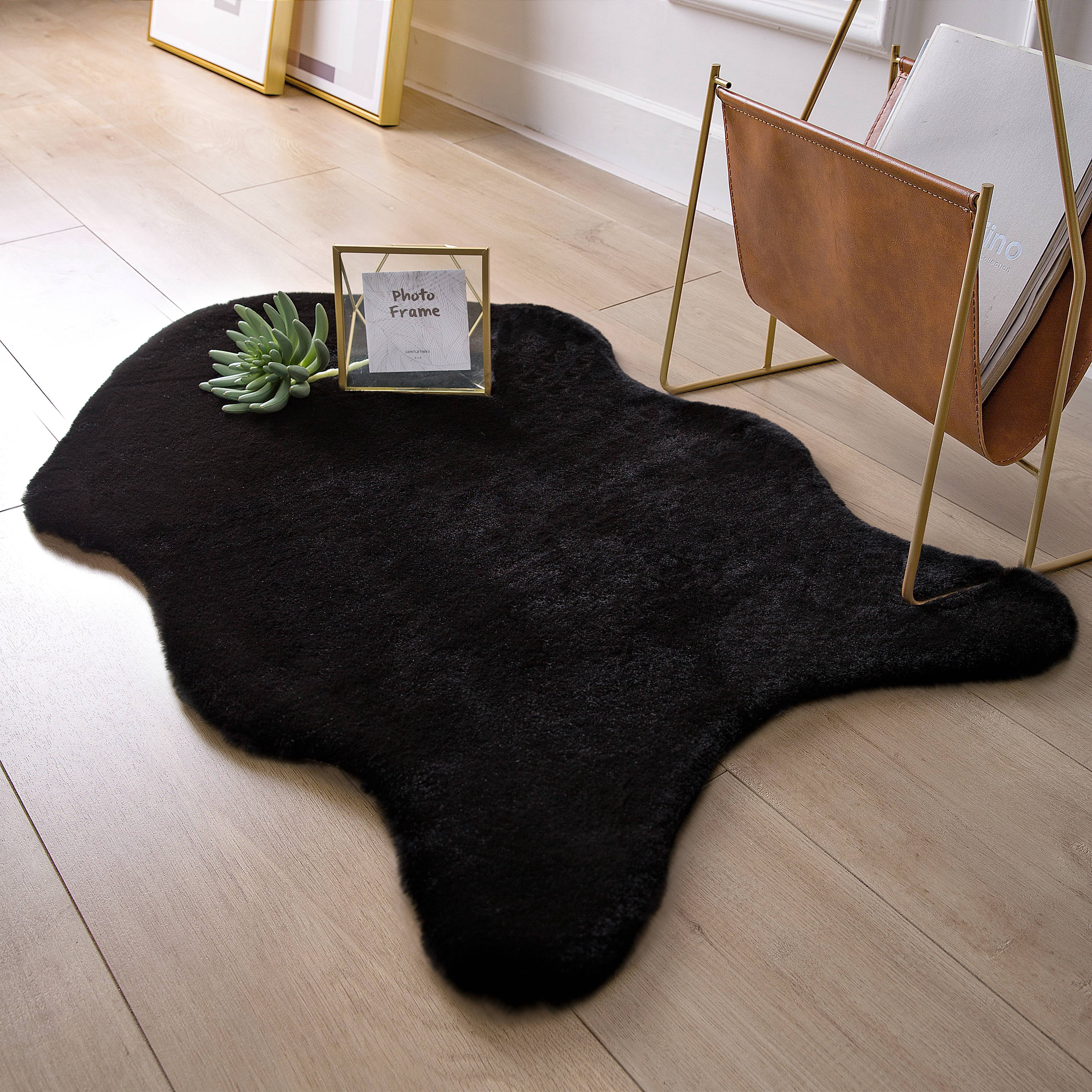 Soft Fluffy Faux Rabbit Fur Area Rugs, Indoor Decor Mat, 2 x 3 Feet ...
