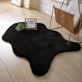 thumbnail image 1 of Soft Fluffy Faux Rabbit Fur Area Rugs, Indoor Decor Mat, 2 x 3 Feet, Black, 1 Pack, 1 of 5