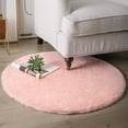 thumbnail image 1 of Soft Fluffy Faux Rabbit Fur Area Rugs, Indoor Decor Mat, 3 x 3 Feet, Round Pink, 1 Pack, 1 of 8