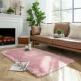 thumbnail image 1 of Soft Fluffy Faux Sheepskin Fur Area Rug, Home Decorative Indoor Floor Mat, Rectangle Pink, 3 x 5 Feet, 1 of 4