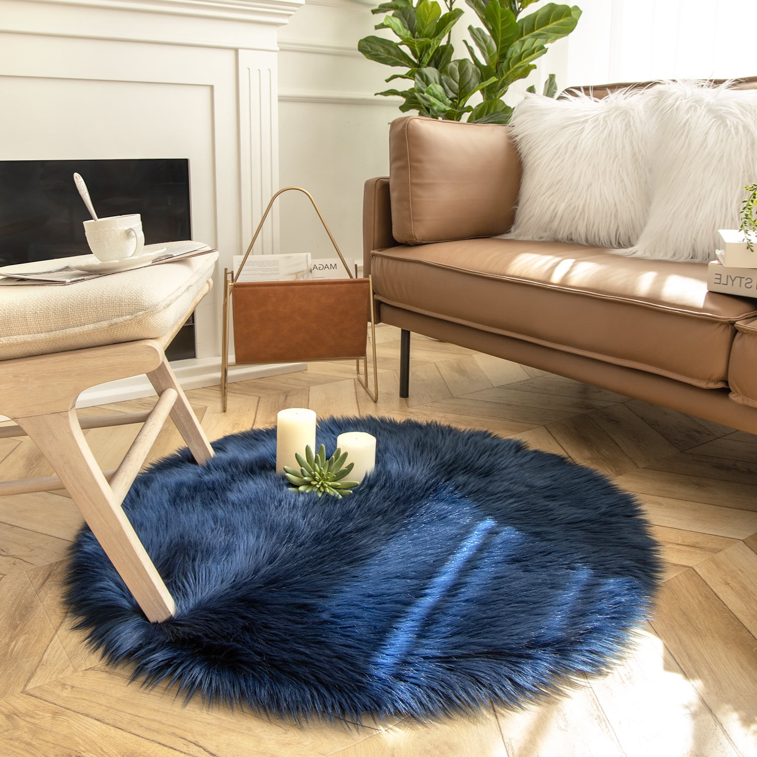 Soft Fluffy Faux Sheepskin Fur Area Rug, Home Decorative Indoor Floor ...