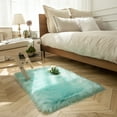 thumbnail image 1 of Soft Fluffy Faux Sheepskin Fur Area Rug Shag Plush Mat Home Decorative, Rectangle Green, 2 x 3 feet, 1 of 7