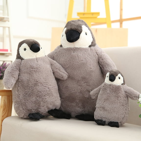 Soft Fluffy Gray Penguin Plush Toy, Cute Antarctic Bird Stuffed Animal, Cozy Cuddle Gift & Home Decor for Kids