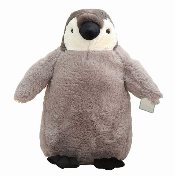 Soft Fluffy Gray Penguin Plush Toy, Cute Antarctic Bird Stuffed Animal, Cozy Cuddle Gift & Home Decor for Kids