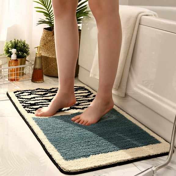 Soft Fluffy Microfiber Bathroom Rugs Absorbent Non-Slip Backing 16" x 24" Plush Bath Mats Machine Washable