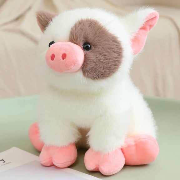 Soft Fluffy Pink Pig Plush Toy, Cute Spotted Stuffed Animal, Cozy Cuddle Gift & Home Decor for Kids