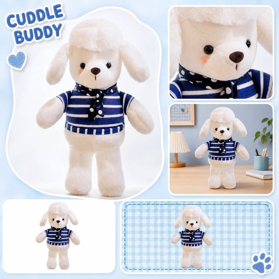 Soft Fluffy Poodle Stuffed Doll, Stuffed Animal Dog, Puppy Stuffed Animal, Student First Birthday Gift, Birthday Dog Toys, Huggable 14X8 Inch Snuggly Plush That Works As A Playful