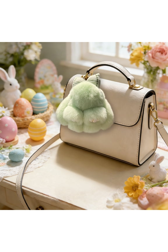 Soft Fluffy Rabbit Keychain,Cute Plush Bunny Key Rings,Plush Bunny Key Rings,Faux Fur Keyring,Pompom Keychain Decoration