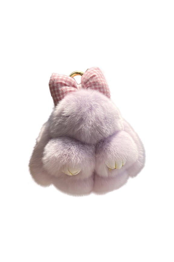 Soft Fluffy Rabbit Keychain,Cute Plush Bunny Key Rings,Plush Bunny Key Rings,Faux Fur Keyring,Pompom Keychain Decoration