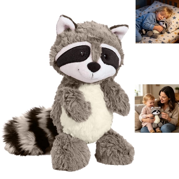 Soft Fluffy Raccoon Stuffed Animal Plush Doll, 11 Inch Cute Striped Bushy Tail Raccoon Plush Toy, Cuddly Bedtime Companion Gift for Kids and Home Decor