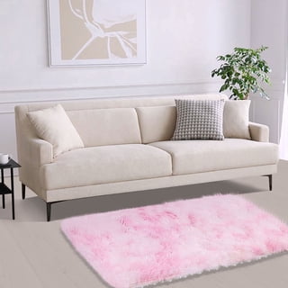 Soft Fluffy Shaggy Area Rug, 2'x3' Tie-Dyed Pink Anti-Slip Plush Fuzzy Carpet for Living Room Bedroom Nursery Home Decor