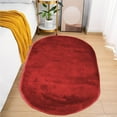thumbnail image 1 of Soft Fluffy Shaggy Bathroom Rug | Non-Slip Water Absorbent Washable Carpet | Modern Oval Bedroom Mat for Kids & Adults | 40x80cm Velvet Fleece Floor Mat, 1 of 8