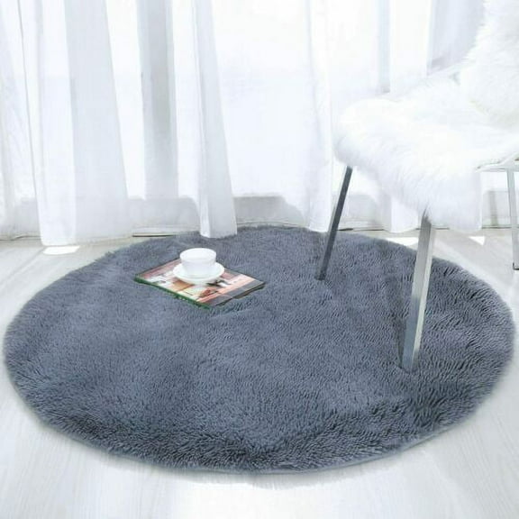Soft Fluffy Shaggy Round Bedroom Area Rugs 6 by 6 Feet