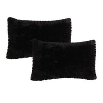 Soft Fluffy Solid Color Pillow Cases 2pcs Shaggy Plush Rectangular Pillow Shams Furry Velvet Decorative Pillow Covers with Zipper Closure for Bed Sofa Couch Living Room