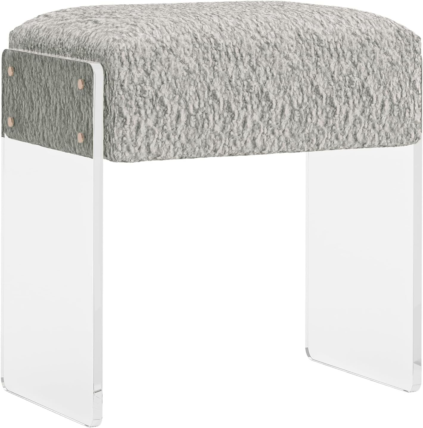 Soft Fluffy Stool, Modern Acrylic Footstool with Upholstered Seat ...