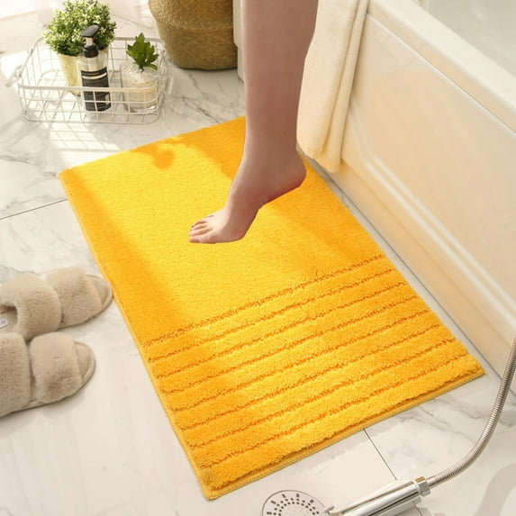 Soft Fluffy Yellow Bathroom Rugs Absorbent Non-Slip 20" x 32" Plush Bath Mats Machine Washable