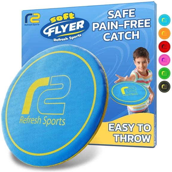 Foam Flying Disc - Soft Safe Design That Floats on Water - Blue Soft Flyer® Flying Disc - Outdoor Summer Gift for Kids - Refresh Sports