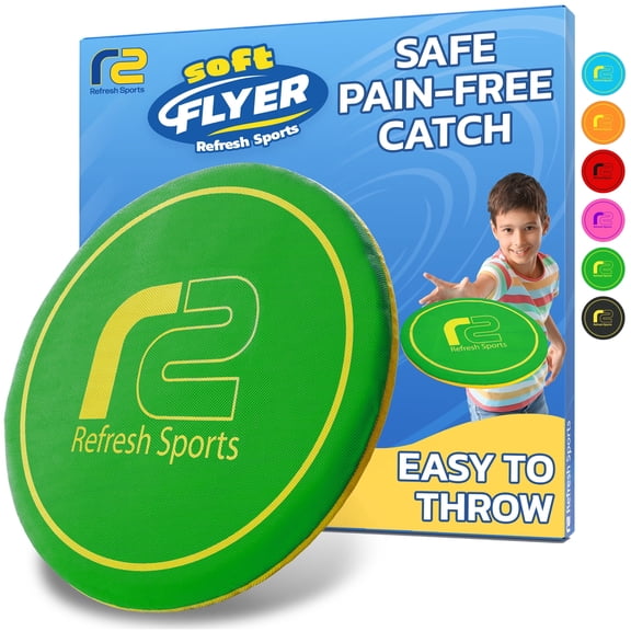 Foam Flying Disc - Soft Safe Design That Floats on Water - Green Soft Flyer® Flying Disc - Outdoor Summer Gift for Kids - Refresh Sports