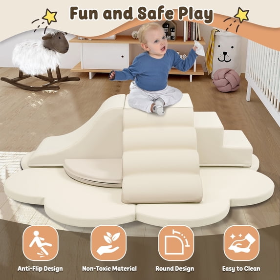 Soft Foam Block Play Structures Climbers for Child Development, 6-Piece Baby Foam Climbing Foam, Climbing Crawling Toys Soft Foam Blocks Activity Play Set