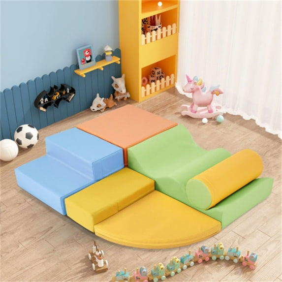 Soft Foam Climbing Blocks for Toddlers 6 in 1,Soft Climb& Crawl Playset Indoor,Soft Play Equipment Climb and Crawl Playground for Kids,Colorful