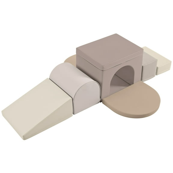 Soft Foam Playset for Toddlers, Safe SoftZone Single-Tunnel Foam Climber for Kids, Lightweight Indoor Active Play Structure with Slide Stairs and Ramp for Beginner Toddler Climb and Crawl