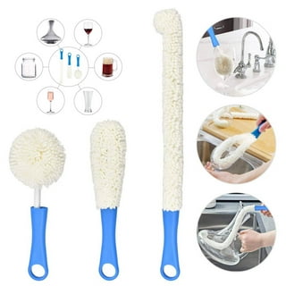 Wineglass Brush Cleaning Set of 2, Non Scratch Glassware Cleaning Brush and  Sponge Combo Pack, 1 x Crystal Stemware Washing Brush B61C and 1 x Goblet