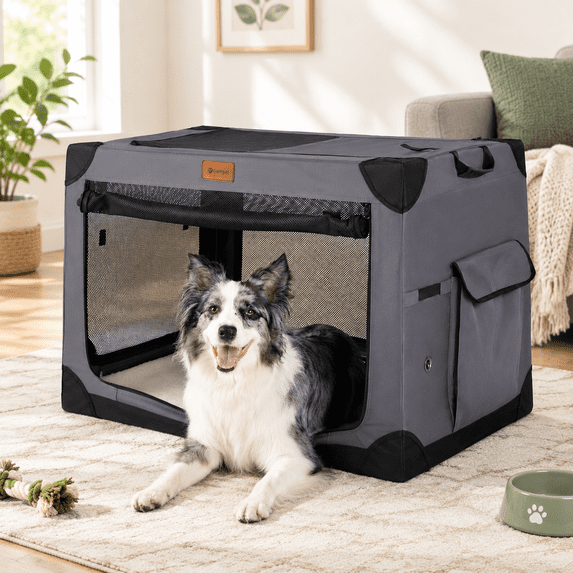 Soft Foldable Dog Crate for Small Dogs, Dark Grey, 26.0"L x 18.0"W x 18 ...