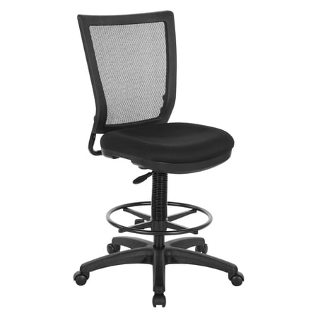 Soft Frame Drafting Chair with Black Coal Fabric Thick Padded Seat