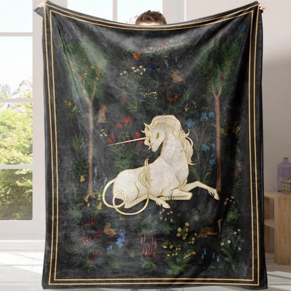 Soft Funny Throw Blanket Unicorn Pattern Flannel Blanket Warm Air-conditioned Room Accessories Easter Gifts Warm Nap Blanket For Home Office Room Accessories