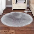 thumbnail image 1 of Soft Fur Area Rug Round Diameter 2.2ft Shaggy Rugs Gray Plush Circle Floor Mat for Bedroom Living Room Fluffy Mats Nursery, 1 of 8