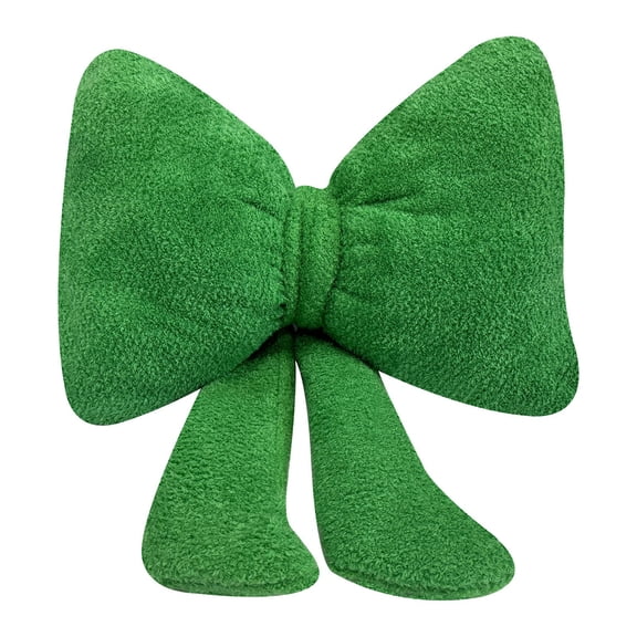 Soft Furry Bow Throw Pillows 14 x 10 Inch Cute Bowknot Plush Pillow Home Decor Stuffed Bow Lumbar Pillow for Bed Couch Living Room Decor (Green)