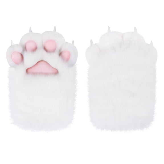 Soft Furry Cat Paws Claws Golves Built-in Whistle Decompression Mittens Cosplay Fancy Party Costume Accessories