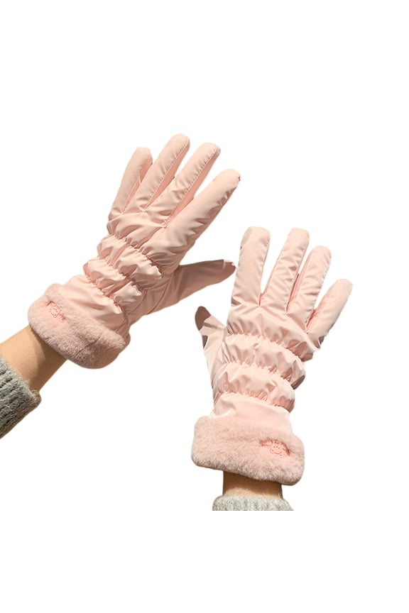 Soft Furry Lining Plush Gloves Touchable Screen Function Hand Protectors for Children and Women Winter Photo Props