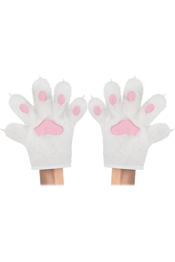 Soft Furry Wolf Animal Paws Claws Golves Mittens Cosplay Fancy Party Costume Accessories
